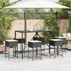 vidaXL 7-tlg. Gartenbar-Set mit Kissen Schwarz Poly Rattan