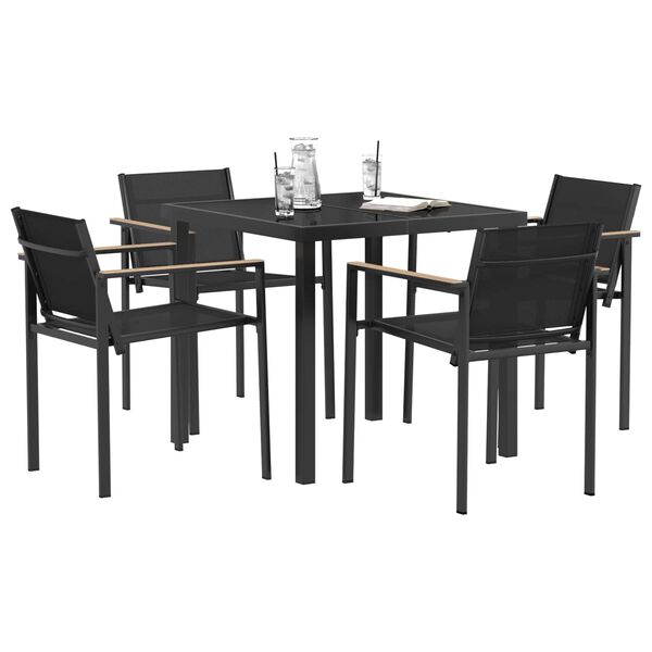 vidaXL Gartenm&ouml;bel Set 5 pcs Schwarz und Anthrazit 80 x 80 x 73 cm