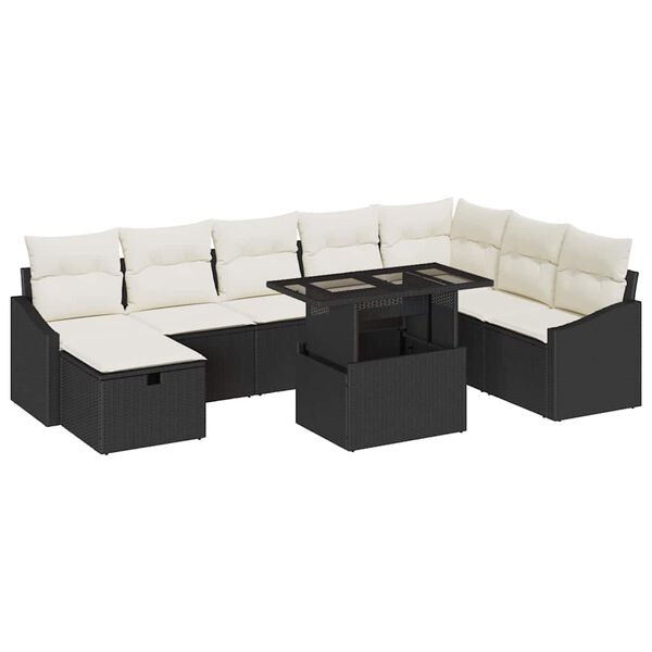 vidaXL Garten-Sofa-Set 9 pcs Schwarz Poly-Rattan