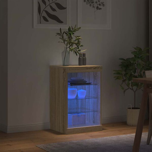 vidaXL Sideboard mit LED-Leuchten Sonoma-Eiche 41x37x67 cm