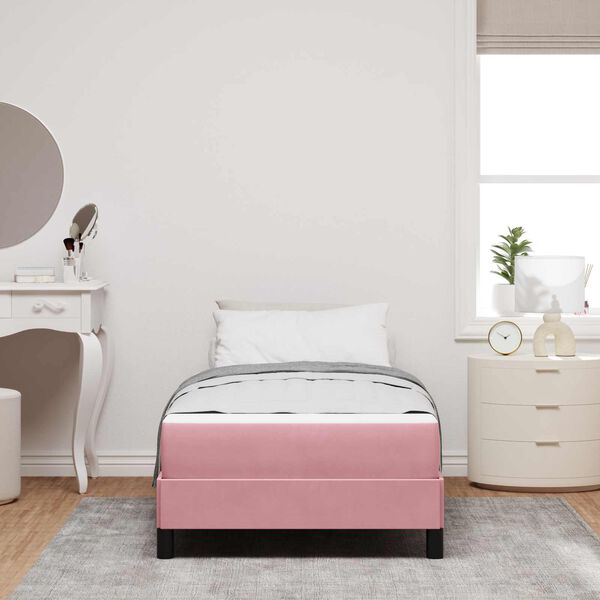 vidaXL Boxspringbett mit Matratze Rosa 80 x 200 cm Stoff