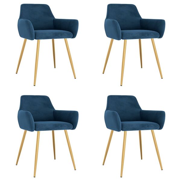 vidaXL Esszimmerst&uuml;hle 4 Stk. Blau Samt