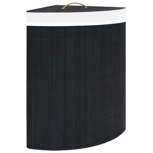 vidaXL Eck-W&auml;schekorb Bambus Schwarz 60 L