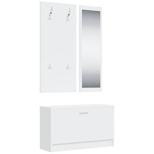 vidaXL 3-tlg. Flurm&ouml;bel-Set Wei&szlig; Holzwerkstoff