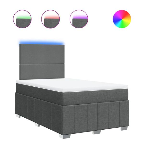 vidaXL Boxspringbett mit Matratze Dunkelgrau 120x190 cm Stoff
