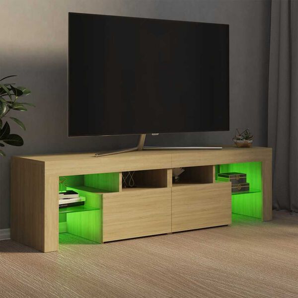vidaXL TV-Schrank mit LED-Beleuchtung Sonoma-Eiche 140x36,5x40 cm