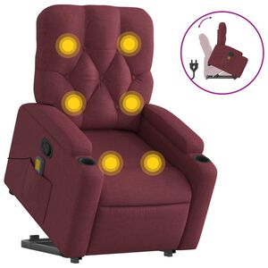 vidaXL Massagesessel mit Aufstehhilfe Weinrot Stoff