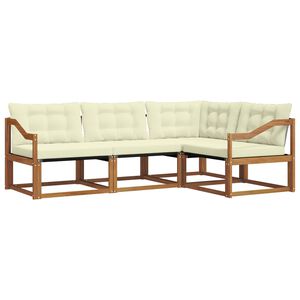 vidaXL Outdoor-Sofagarnitur mit Kissen 4 pcs Natur und Creme