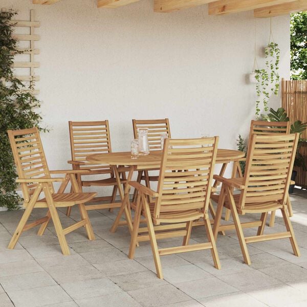 vidaXL Garten Essgruppe 7 pcs Braun Massivholz Teak
