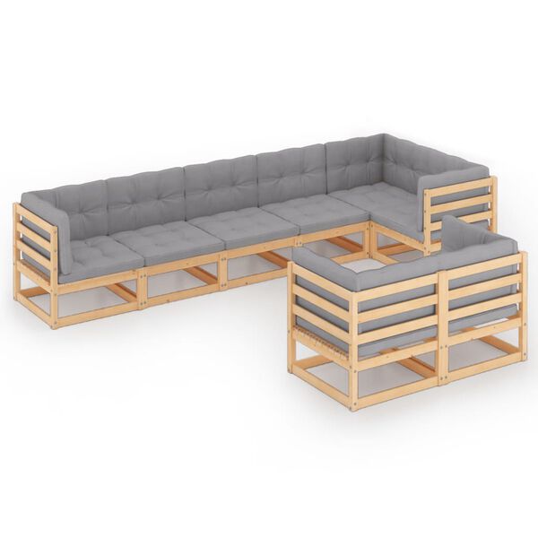 vidaXL 8-tlg. Garten-Lounge-Set mit Kissen Massivholz Kiefer