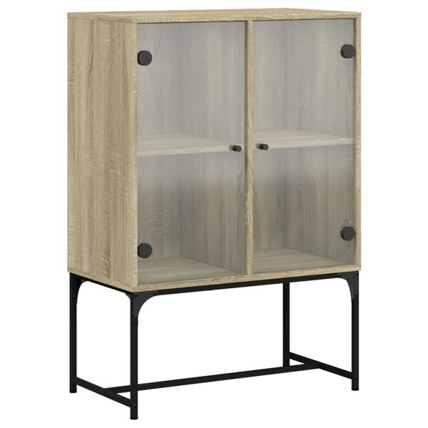 vidaXL Beistellschrank mit Glastüren Sonoma-Eiche 69x37x100 cm