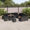 vidaXL Gartensofa-set mit Kissen 17 pcs Schwarz Poly-Rattan