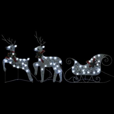 vidaXL Weihnachtsdeko Rentier & Schlitten 60 LEDs Outdoor Silbern