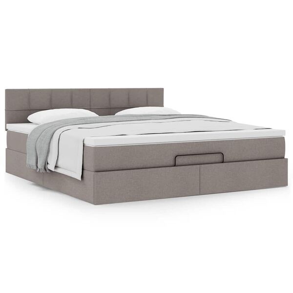 vidaXL Ottoman-Bett mit Matratze Taupe 180x200 cm Stoff