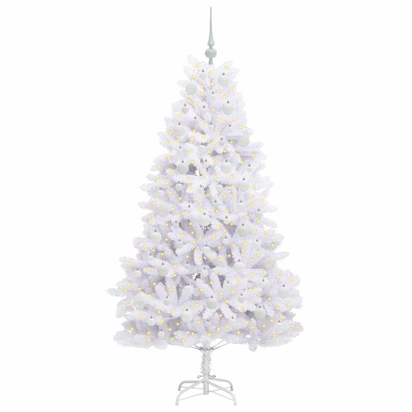 vidaXL K&uuml;nstlicher klappbarer Weihnachtsbaum Wei&szlig; 180 cm PVC und Stahl