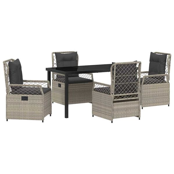 vidaXL Garten Essgruppe 5 pcs Hellgrau Poly-Rattan