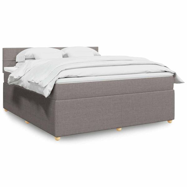 vidaXL Boxspringbett mit Matratze Taupe 180x200 cm Stoff