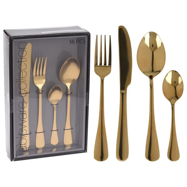Excellent Houseware 16-tlg. Besteckset Golden Edelstahl