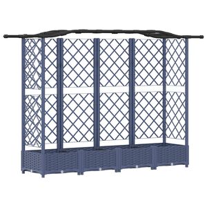 vidaXL Hochbeet mit Rankgitter und Dach Grau 203,5 x 40 x 123 cm PP