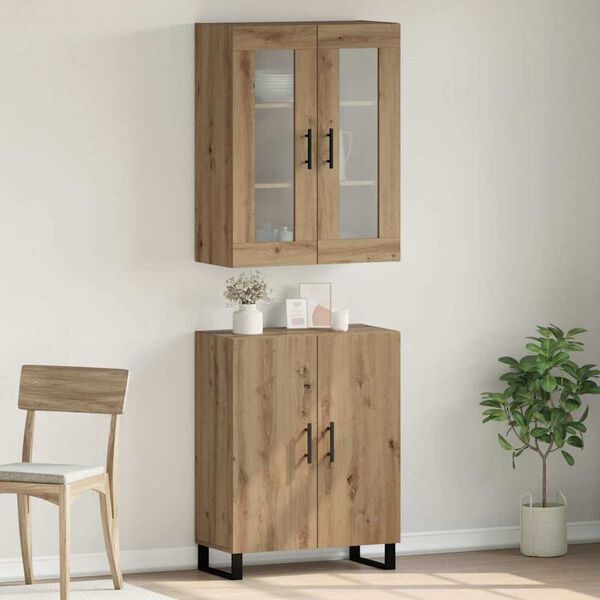 vidaXL Highboard 2 pcs Artisan-Eiche Holzwerkstoff