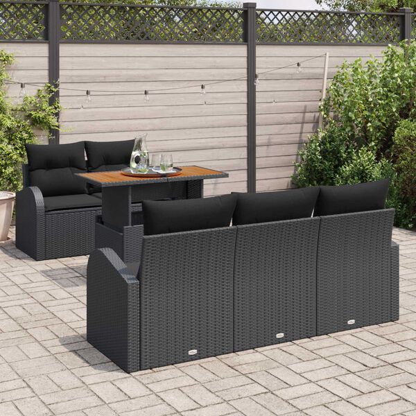vidaXL Garten-Sofa-Set mit Kissen 6 pcs Schwarz