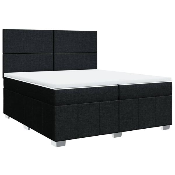 vidaXL Boxspringbett mit Matratze Schwarz 200x200 cm Stoff