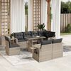 vidaXL 9-tlg. Garten-Sofagarnitur mit Kissen Hellgrau Poly Rattan