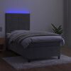 vidaXL Boxspringbett mit Matratze & LED Hellgrau 80x200 cm Samt