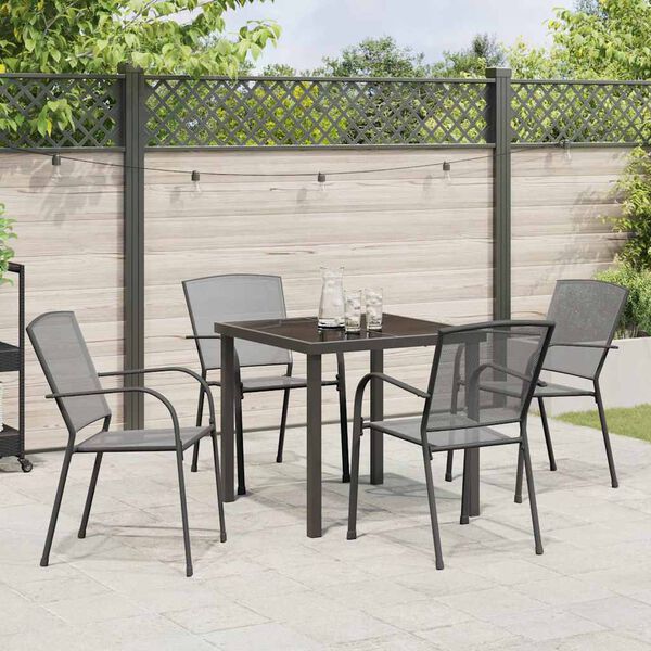 vidaXL Garten Essgruppe 5 pcs Anthrazit Pulverbeschichteter Stahl