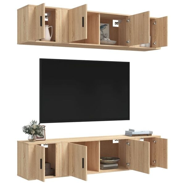 vidaXL 6-tlg. TV-Schrank-Set Sonoma-Eiche Holzwerkstoff