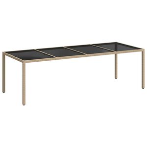 vidaXL Gartentisch Beige 250x100x75 cm Hartglas und Poly Rattan