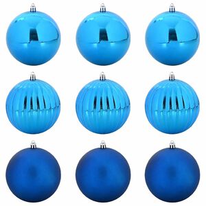 vidaXL Weihnachtskugel Set XL 9 pcs Blau Kunststoff