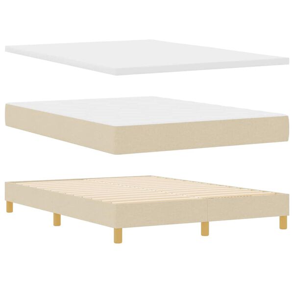 vidaXL Boxspringbett mit Matratze Creme 190 x 140 cm Polyester