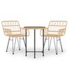 vidaXL 3-tlg. Garten-Essgruppe Poly Rattan