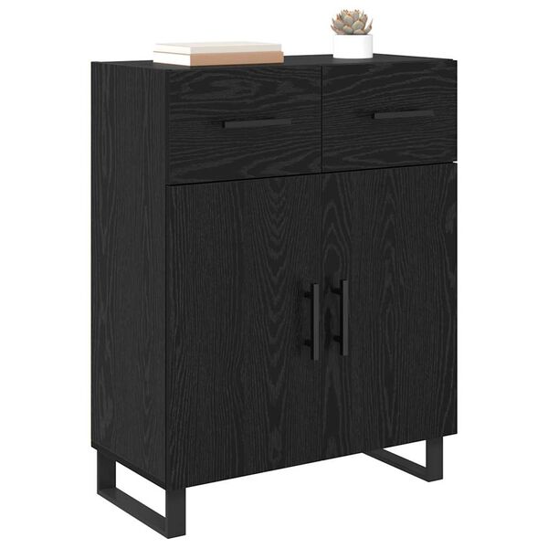 vidaXL Sideboard Schwarz Eichen-Optik 69,5 x 34 x 90 cm Holzwerkstoff