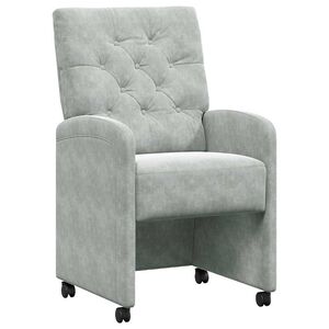 vidaXL Esszimmerst&uuml;hle mit Rollen 2 Stk. Samt Hellgrau 58 x 67 x 97 cm