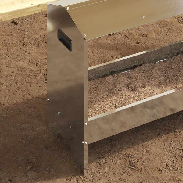 vidaXL H&uuml;hnerf&uuml;tterungsrinne Silber 81 x 32 x 53,5 cm Verzinkter Stahl