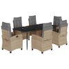 vidaXL 7-tlg. Garten-Essgruppe mit Kissen Beigemischung Poly Rattan