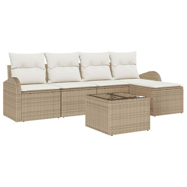 vidaXL Gartensofa-set Beige Poly-Rattan