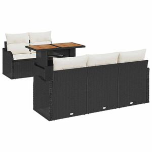 vidaXL Gartensofa-set mit Kissen 6 pcs Schwarz und Creme Poly-Rattan