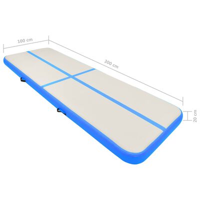 vidaXL Aufblasbare Gymnastikmatte mit Pumpe 300x100x20 cm PVC Blau