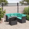 vidaXL 6-teiliges Gartensofa-Set mit Kissen, schwarzes Polyrattan