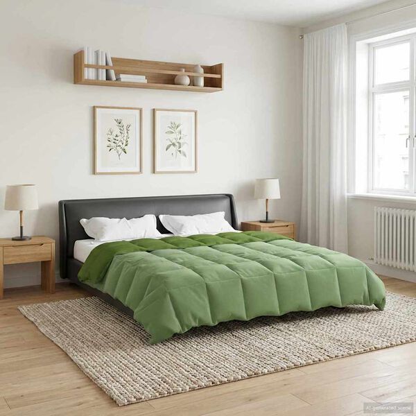 vidaXL Ganzjahresbettdecke Gepolstert Gr&uuml;n 200 x 240 cm Mikrofaser