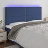 vidaXL LED Kopfteil Blau 200x5x118/128 cm Stoff