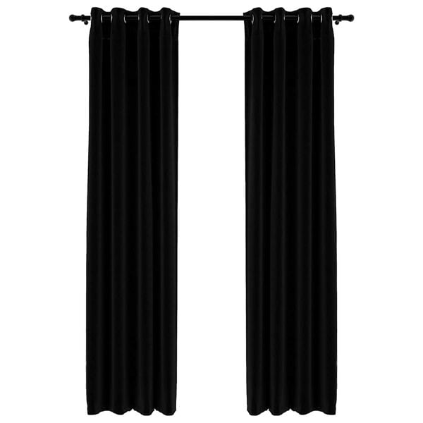 vidaXL Verdunkelungsvorh&auml;nge &Ouml;sen Leinenoptik 2 Stk. Schwarz 140x245cm