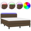vidaXL Boxspringbett mit Matratze & LED Dunkelbraun 140x190 cm Stoff