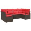vidaXL Gartensofa-set mit Kissen 6 pcs Braun und Rot Poly-Rattan