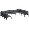 vidaXL Gartensofa-set mit Kissen 9 pcs Schwarz Stahl