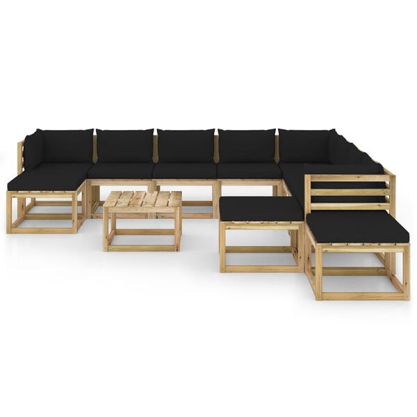 vidaXL 12-tlg. Garten-Lounge-Set mit Kissen Impr&auml;gniertes Kiefernholz