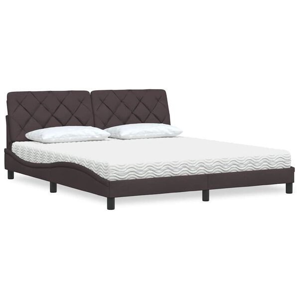 vidaXL Bett mit Matratze Dunkelbraun 180x200 cm Stoff